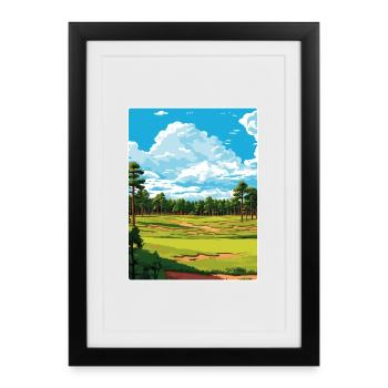 Pinehurst Golf Resort Reiseposter Souvenir WPA - Gerahmtes Poster (27 × 37 cm) - Schwarz - Vorne