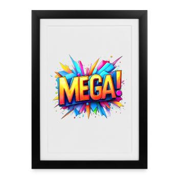 mega 3d text colorful - Framed poster (27 × 37 cm) - black - Front