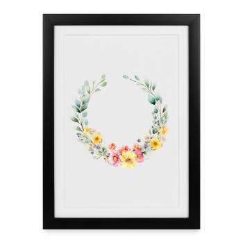 Colorful, flower wreath, customizable - Framed poster (27 × 37 cm) - black - Front