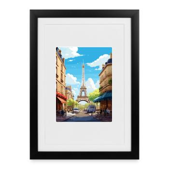 Paris Frankreich Reise Poster Souvenir Postkarte Farbe - Gerahmtes Poster (27 × 37 cm) - Schwarz - Vorne