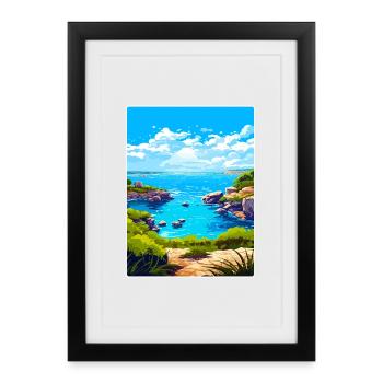 Sardinien Italien Reise Poster Souvenir Malerei WPA - Gerahmtes Poster (27 × 37 cm) - Schwarz - Vorne