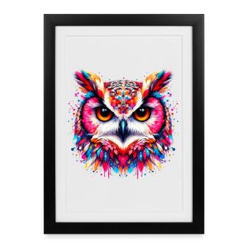 Hibou - Affiche encadrée (27 × 37 cm) - noir - Devant