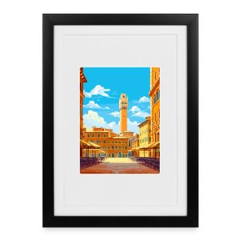 Siena Italy Travel Poster Souvenir Postcard Paint - Framed poster (27 × 37 cm) - black - Front