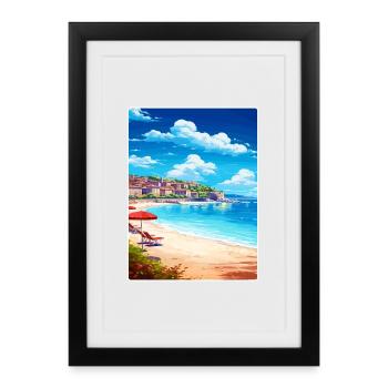 French Riviera France Travel Poster Souvenir WPA - Framed poster (27 × 37 cm) - black - Front
