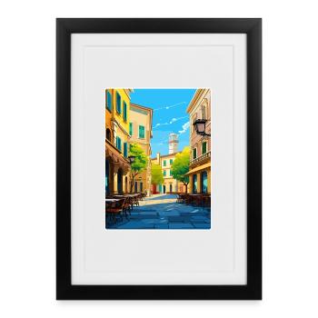 Parma Italy Travel Poster Souvenir Postcard Paint - Framed poster (27 × 37 cm) - black - Front