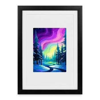 Northern Lights Aurora Borealis Iceland Travel WPA - Framed poster (27 × 37 cm) - black - Front