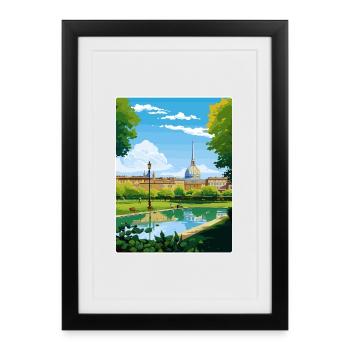 Turin Italy Travel Poster Souvenir Postcard Paint - Framed poster (27 × 37 cm) - black - Front