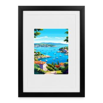 Cote Dazur France Travel Poster Souvenir Paint WPA - Framed poster (27 × 37 cm) - black - Front