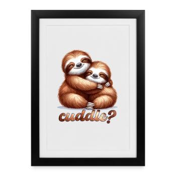 paresseux paresseux câlins cadeau - Affiche encadrée (27 × 37 cm) - noir - Devant