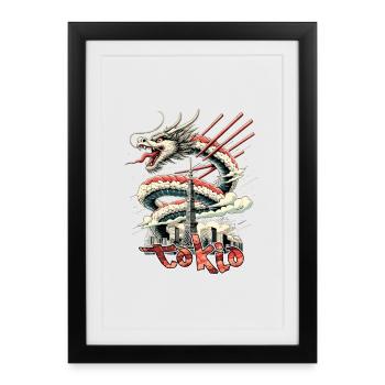 Sushi Dragon Tokyo Cadeau - Affiche encadrée (27 × 37 cm) - noir - Devant