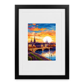 Bordeaux France Affiche de voyage Peinture Souvenir WPA - Affiche encadrée (27 × 37 cm) - noir - Devant