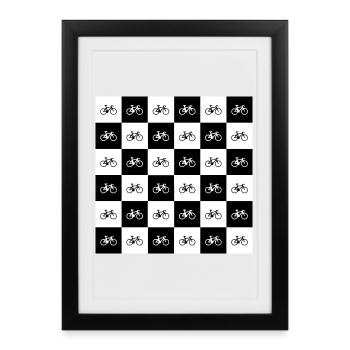 Conception de motif de vélo géométrique - Affiche encadrée (27 × 37 cm) - noir - Devant