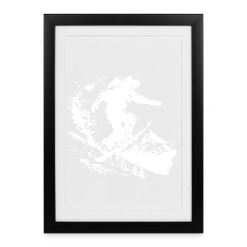Snowboarder Drawing - Framed poster (27 × 37 cm) - black - Front