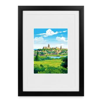 Avignon France Affiche de voyage Peinture Souvenir WPA - Affiche encadrée (27 × 37 cm) - noir - Devant
