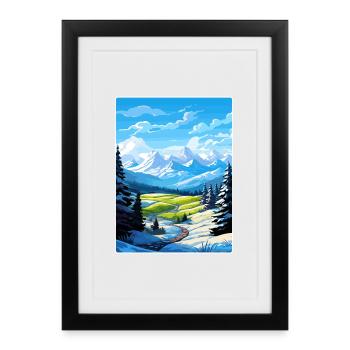 Alpes françaises France Affiche de voyage Souvenir Paint WP - Affiche encadrée (27 × 37 cm) - noir - Devant