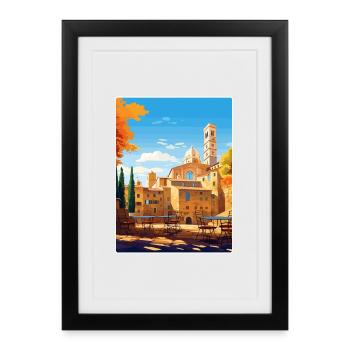 Volterra Italie Affiche de voyage Peinture Souvenir WPA - Affiche encadrée (27 × 37 cm) - noir - Devant