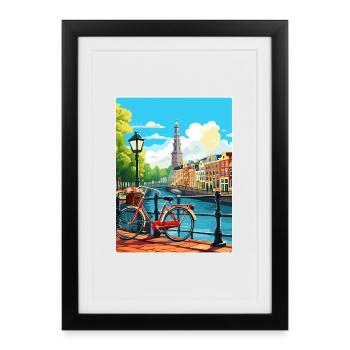 Amsterdam Netherlands Travel Poster Souvenir WPA - Framed poster (27 × 37 cm) - black - Front