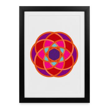 Fleur d’énergie Yoga Méditation Inde Mandala Rouge - Affiche encadrée (27 × 37 cm) - noir - Devant