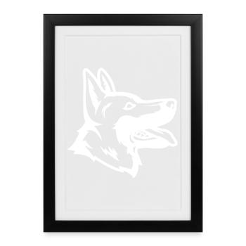 Schäferhund Zeichnung - Gerahmtes Poster (27 × 37 cm) - Schwarz - Vorne