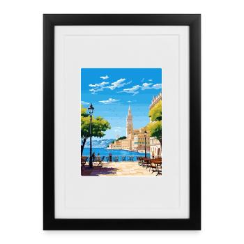 Triste Italy Travel Poster Souvenir Postcard Paint - Framed poster (27 × 37 cm) - black - Front