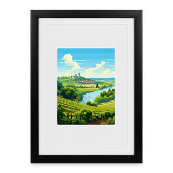Vallée de la Loire France Affiche de voyage vintage souvenir - Affiche encadrée (27 × 37 cm) - noir - Devant
