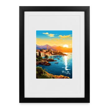 Antalya Turkey Travel Poster Souvenir Painting WPA - Framed poster (27 × 37 cm) - black - Front