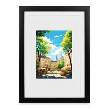 Aix En Provence France Affiche de voyage Souvenir WPA - Affiche encadrée (27 × 37 cm) - noir - Devant