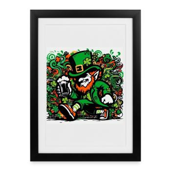 Leprechaun Irlande - Affiche encadrée (27 × 37 cm) - noir - Devant