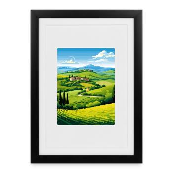 Tuscany Italy Travel Poster Souvenir Painting WPA - Framed poster (27 × 37 cm) - black - Front