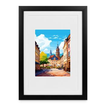 Heidelberg Allemagne Affiche de voyage Peinture Souvenir WP - Affiche encadrée (27 × 37 cm) - noir - Devant