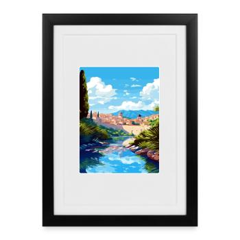 Dubrovnik Kroatien Reise Poster Souvenir Farbe WPA - Gerahmtes Poster (27 × 37 cm) - Schwarz - Vorne