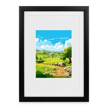 Troie Turquie Voyage Affiche Souvenir Carte Postale Peinture - Affiche encadrée (27 × 37 cm) - noir - Devant