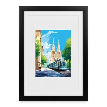 Vienne, Autriche, Voyage Affiche, Peinture Souvenir WPA - Affiche encadrée (27 × 37 cm) - noir - Devant