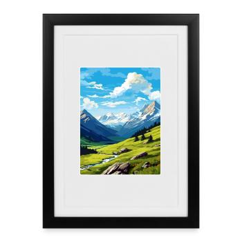 Stilfser Joch Italien Reise Poster Souvenir Malerei WPA - Gerahmtes Poster (27 × 37 cm) - Schwarz - Vorne