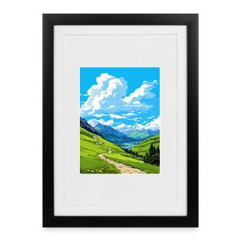 Stilfser Joch Italien Reise Poster Souvenir Malerei WPA - Gerahmtes Poster (27 × 37 cm) - Schwarz - Vorne