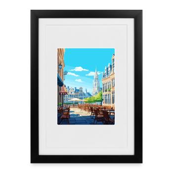 Brussels Belgium Travel Poster Souvenir Paint WPA - Framed poster (27 × 37 cm) - black - Front