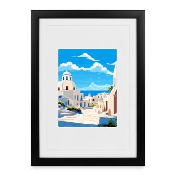 Kos Greece Travel Poster Souvenir Postcard Paint - Framed poster (27 × 37 cm) - black - Front