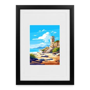 Delos Greece Travel Poster Souvenir Postcard Paint - Framed poster (27 × 37 cm) - black - Front