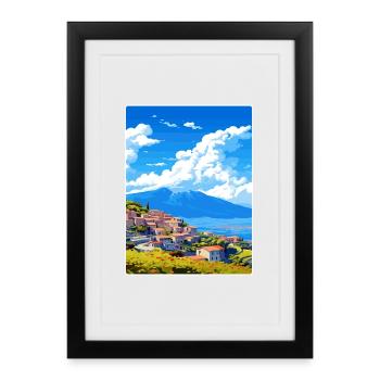 Arachova Grèce Affiche de voyage Peinture Souvenir WPA - Affiche encadrée (27 × 37 cm) - noir - Devant