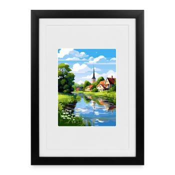 Spreewald Allemagne Affiche de voyage Peinture Souvenir WPA - Affiche encadrée (27 × 37 cm) - noir - Devant