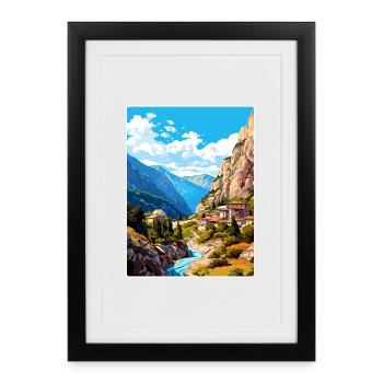 Affiche de voyage des gorges de Samaria Peinture souvenir WPA - Affiche encadrée (27 × 37 cm) - noir - Devant