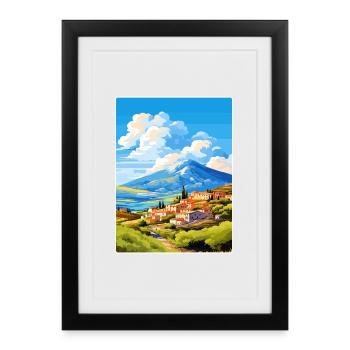 Mont Vardousia Grèce Affiche de voyage Souvenir WPA - Affiche encadrée (27 × 37 cm) - noir - Devant