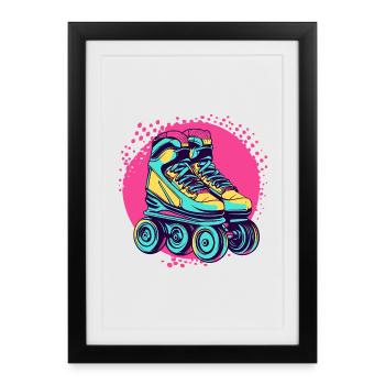 Neon Roller Skates 90s 80s Retro Vintage - Framed poster (27 × 37 cm) - black - Front