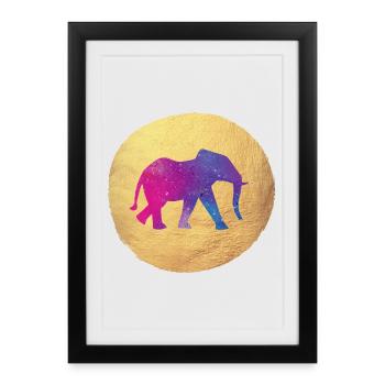 Yoga Yogi Holi Inde Cercle d’Or Eléphant méditer - Affiche encadrée (27 × 37 cm) - noir - Devant