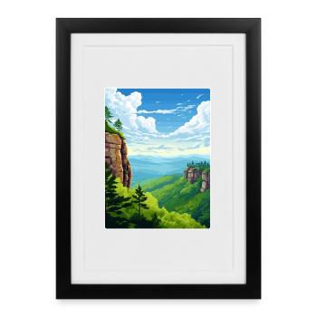 Elbe Sandstone Mountains Germany Travel Poster WPA - Framed poster (27 × 37 cm) - black - Front