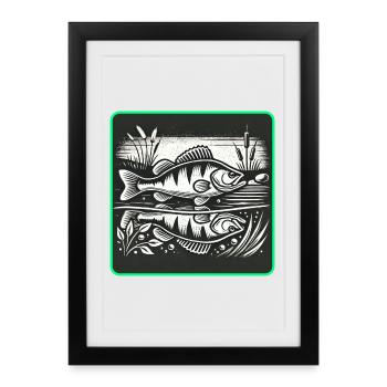 Perch predatory fish design - Framed poster (27 × 37 cm) - black - Front