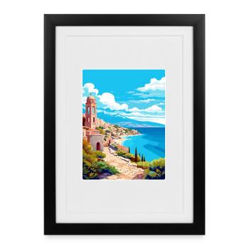 Rethymno Greece Travel Poster Souvenir Paint WPA - Framed poster (27 × 37 cm) - black - Front