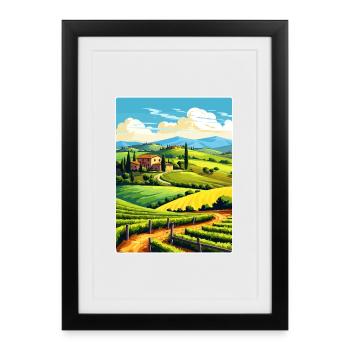 Tuscany Italy Travel Poster Souvenir Painting WPA - Framed poster (27 × 37 cm) - black - Front