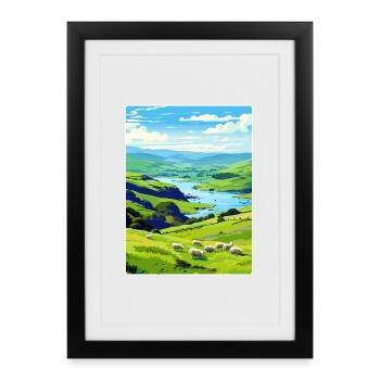 Lake District United Kingdom Travel Poster Card - Framed poster (27 × 37 cm) - black - Front