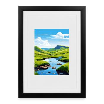 Peak District Royaume-Uni Royaume-Uni Affiche de voyage WPA - Affiche encadrée (27 × 37 cm) - noir - Devant